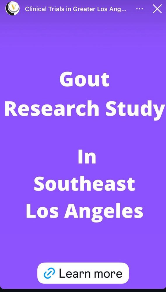 Instagram ad for gout research study in southeast Los Angeles