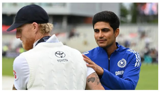 Picture from BBC news, where it looks like Stokes has been slapped round the chops by Shubman Gill like that Batman Comic.