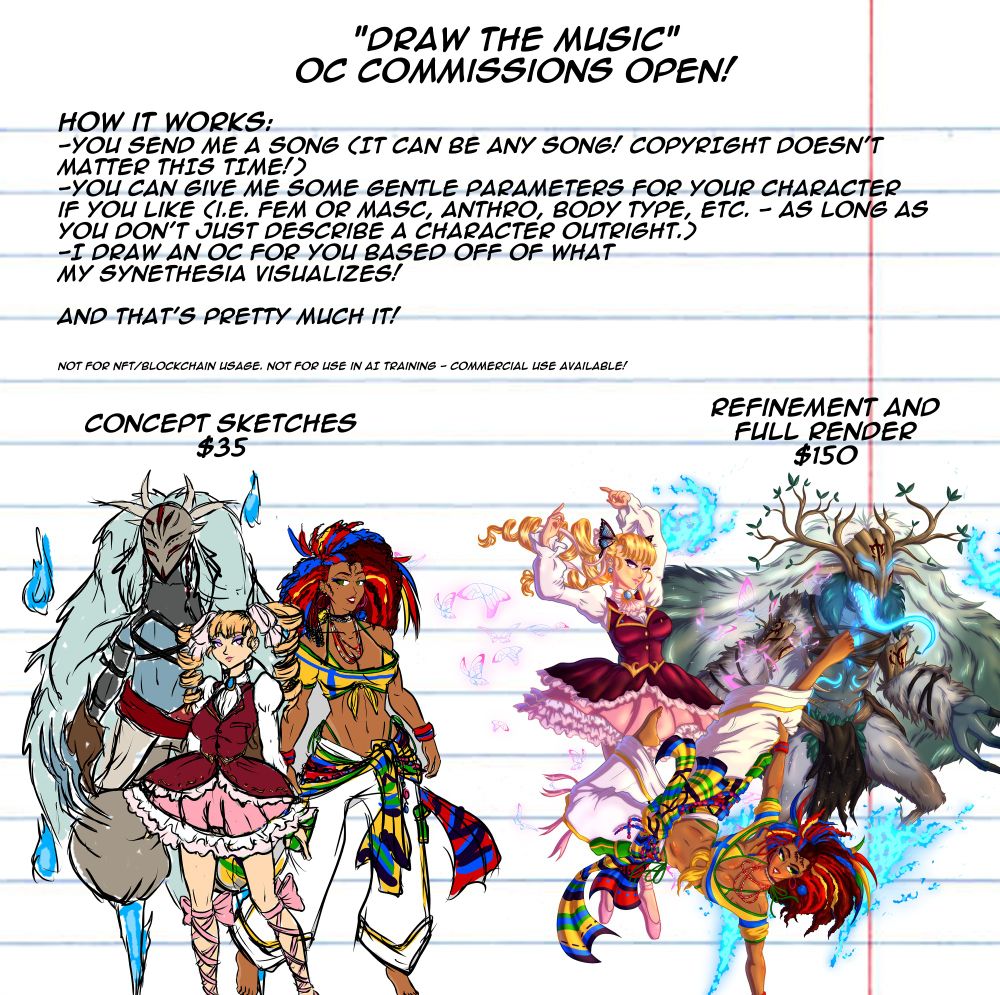 A commission sheet that reads: 