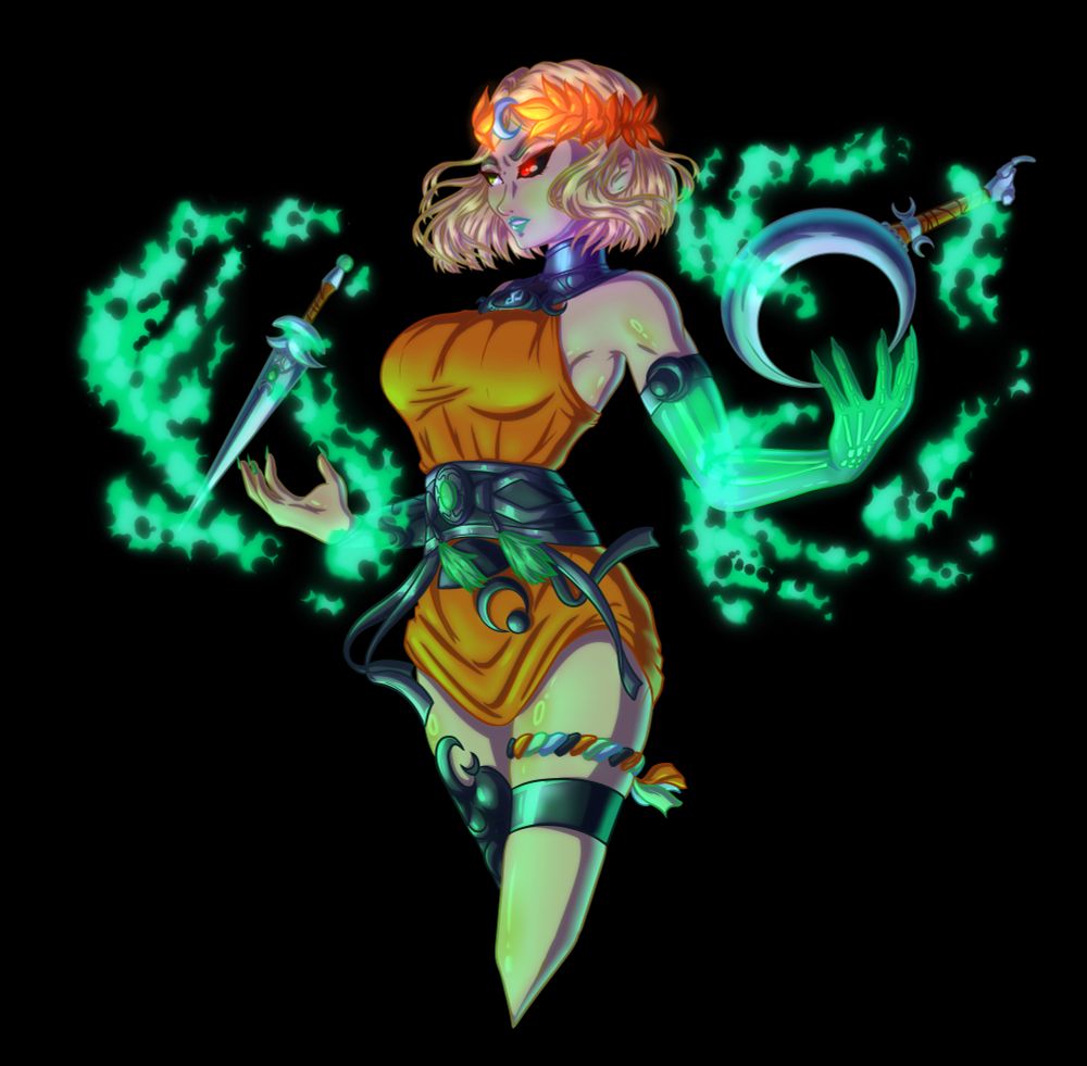 an illustration of Melinoe from Hades 2
