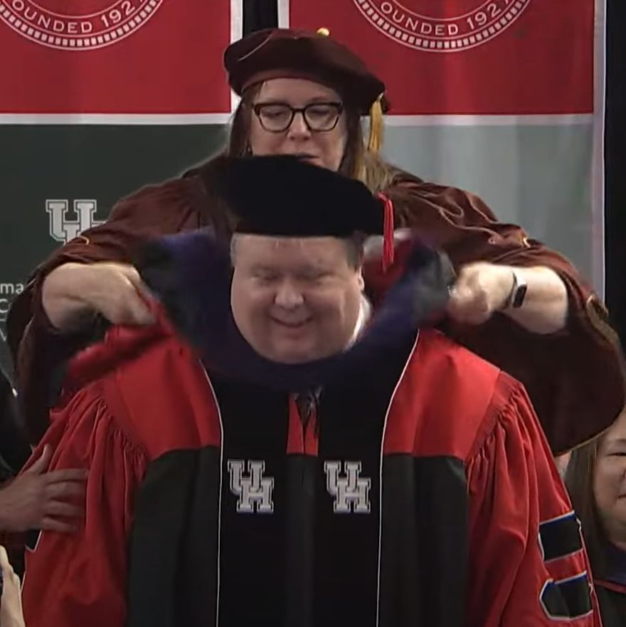 Me, being hooded at the University of Houston Law Center commencement ceremony.