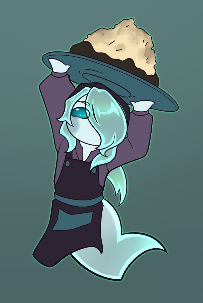 Chibi ghost holding a giant macaroon 