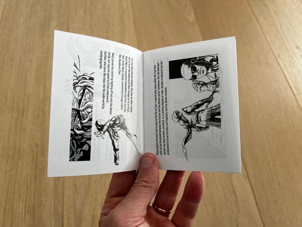 The “Ninja Gaiden: Ragebound” booklet open at a random page.