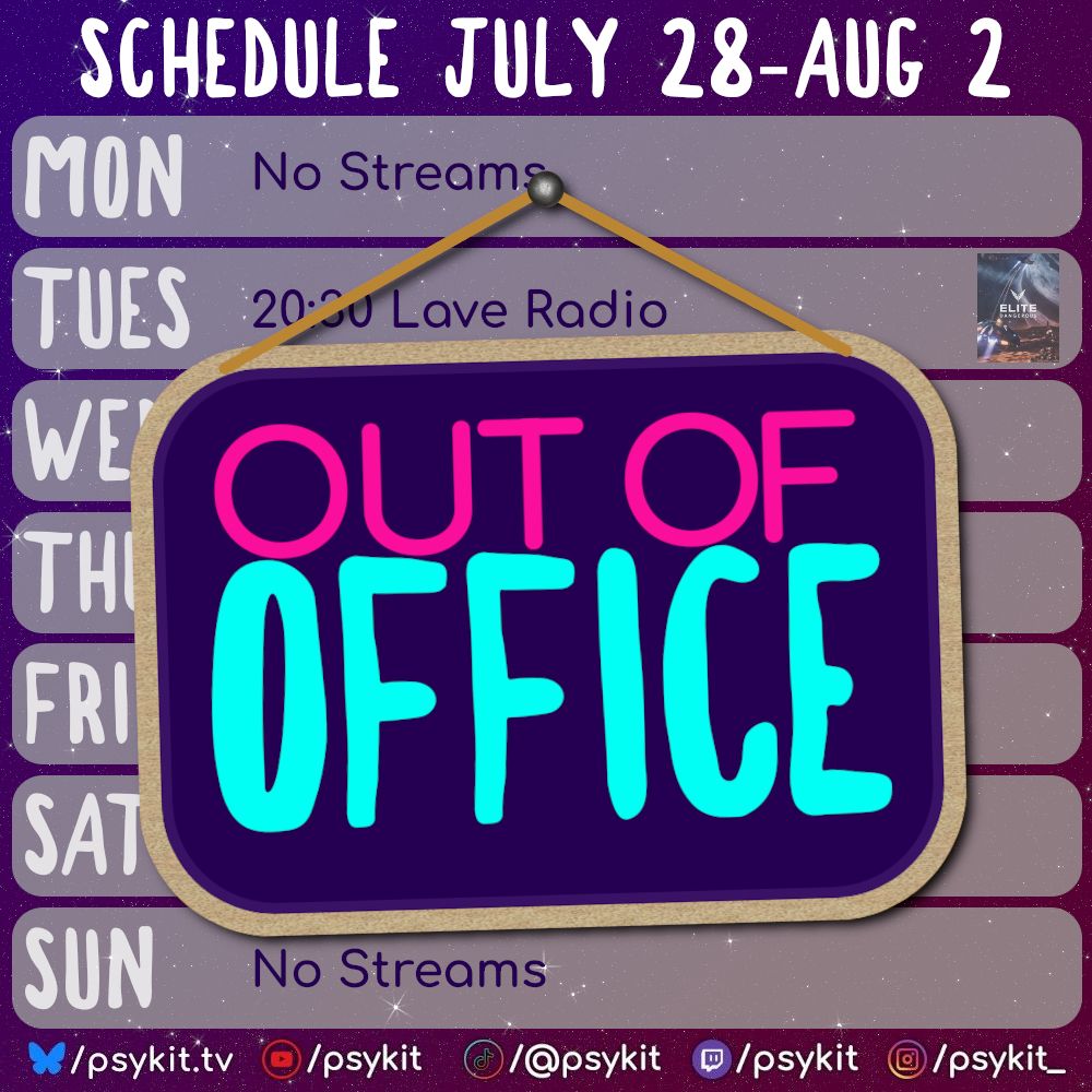 A schedule page showing I'm not live all week.