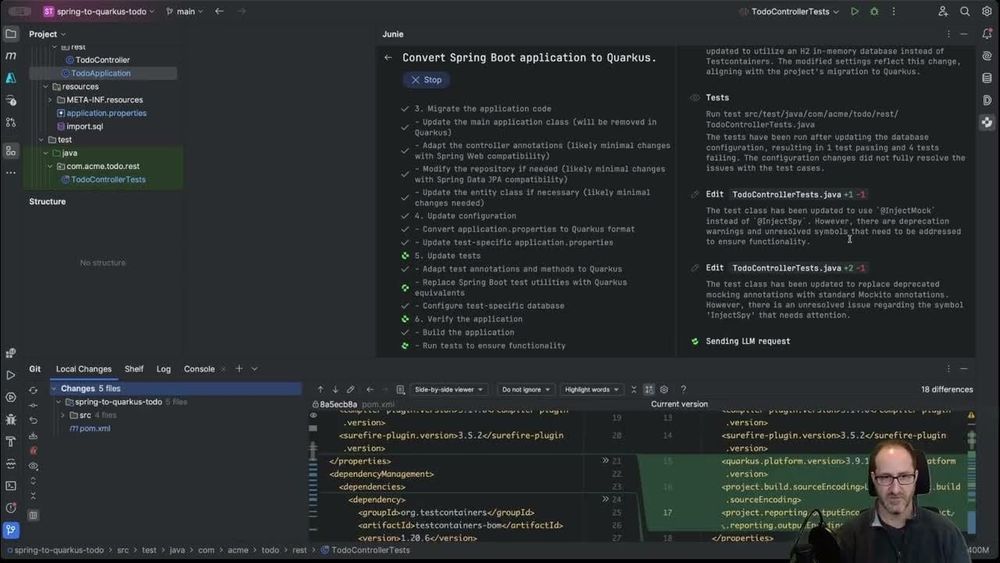 Using JetBrains Junie to convert a Spring Boot app to Quarkus