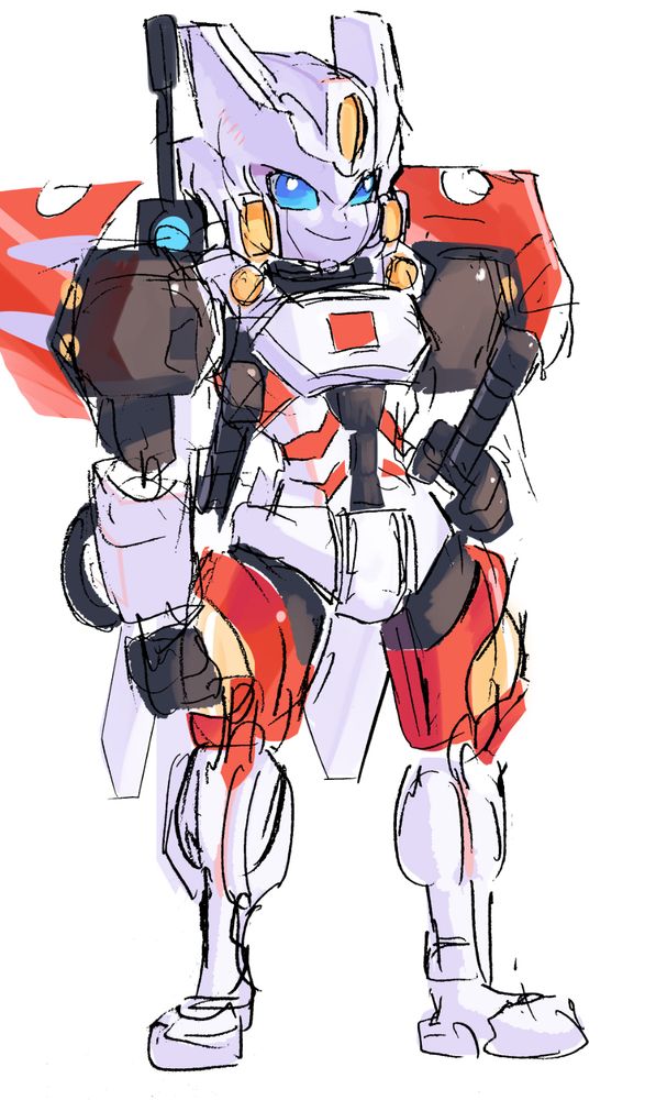 Scanned and coloured digitally, sketch of IDW MTMTE Drift in the art style of Toru Nakayama, lead designer for Rockman Zero series