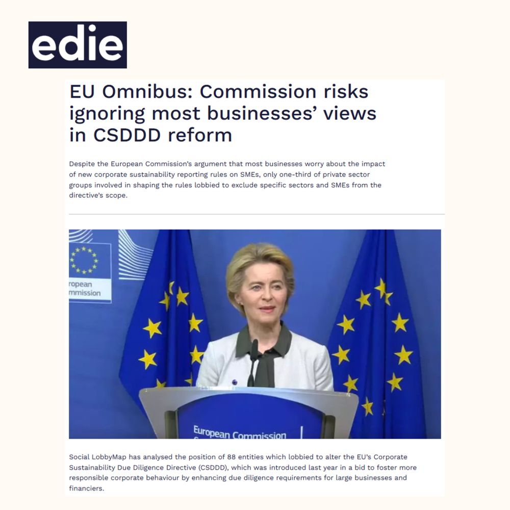 Screenshot of Edie article with headline “EU Omnibus Commission risks ignoring most businesses’ views in CSDDD reform”