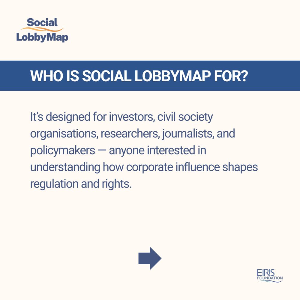 Social LobbyMap is designed for investors, civil society organisations, researchers, journalists, and policymakers — anyone interested in understanding how corporate influence shapes regulation and rights.