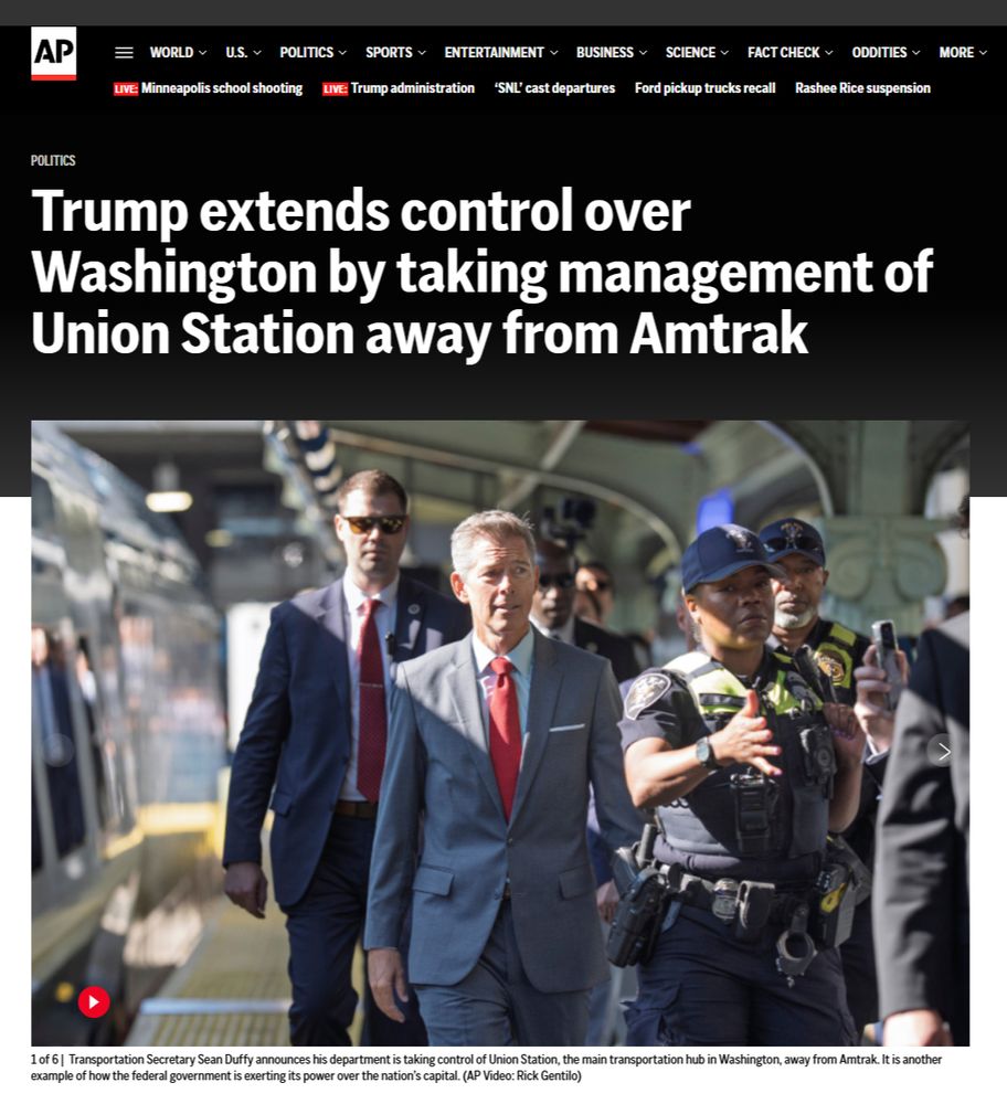 Trump extends control over Washington by taking management of Union Station away from Amtrak