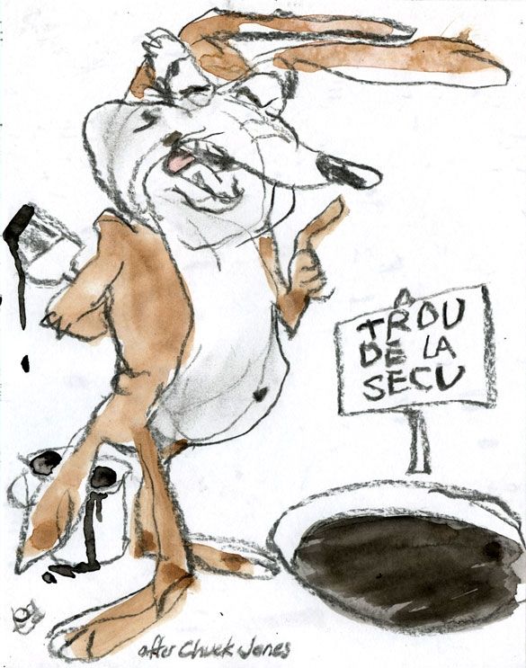 Will E Bayrou a peint un trou de la Sécu (d’après Chuck Jones)