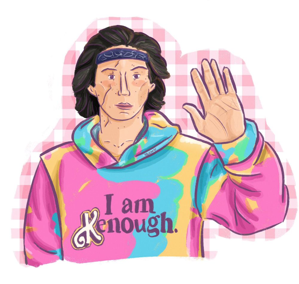 Ben Solo wearing the Barbie 'I am Kenough' sweater
