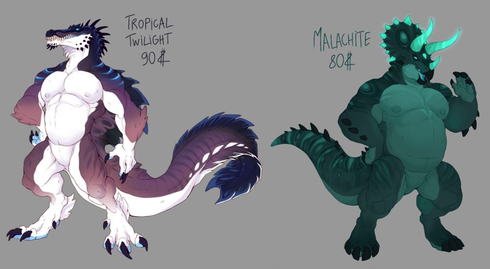 anthro spinosaurus and triceratops adopts