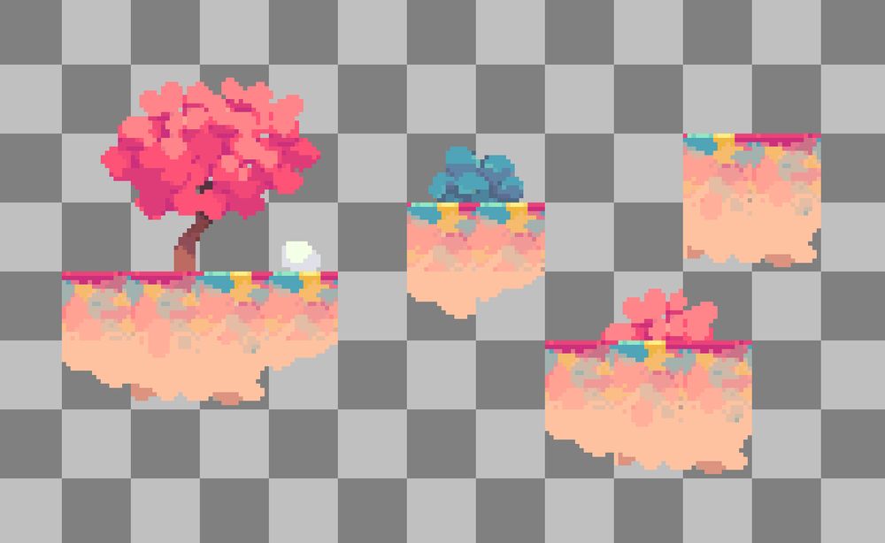 Some weird pixel art tiles made in Aseprite.