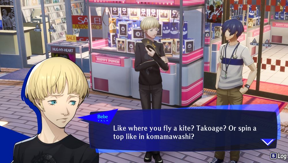 Bebe complaining about there being no traditional Japanese games at the arcade