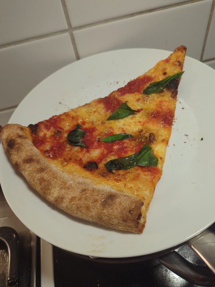Thin NYC style Pizza with basil