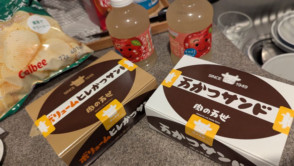 Two boxes of katsu sandwiches