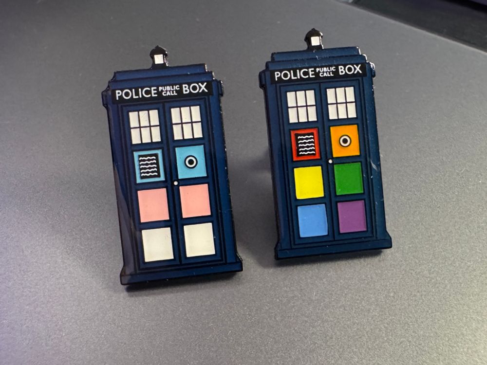Pride coloured police boxes 