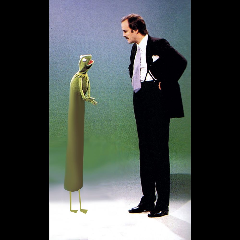 kermit with a long body so he can reach the floor