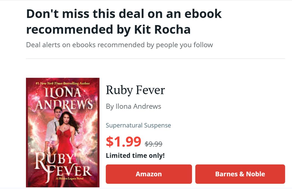 There's a $1.99 deal on Ruby Fever by Ilona Andrews!