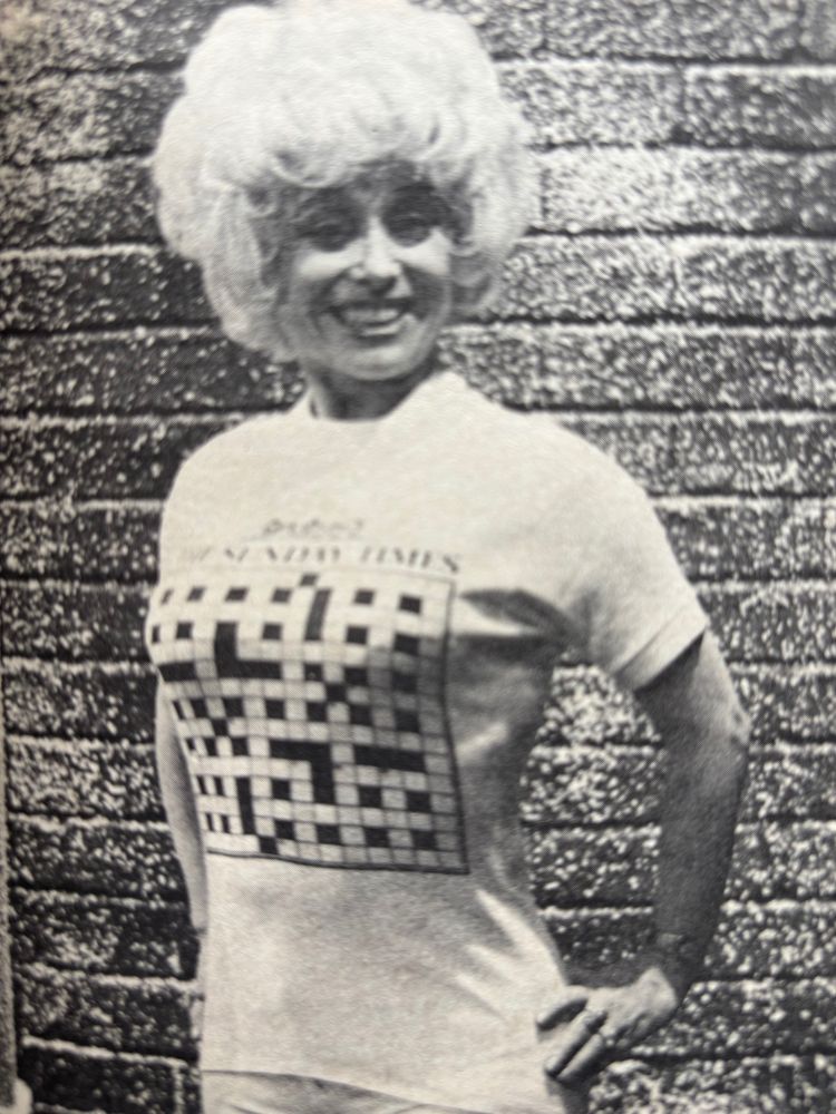 Barbara Windsor wearing a t shirt with the Sunday Times t-shirt on it 