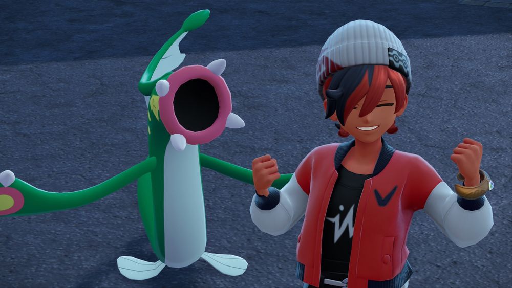 Screenshot from Pokemon Legends Z-A of my trainer with a Shiny Eelektross.