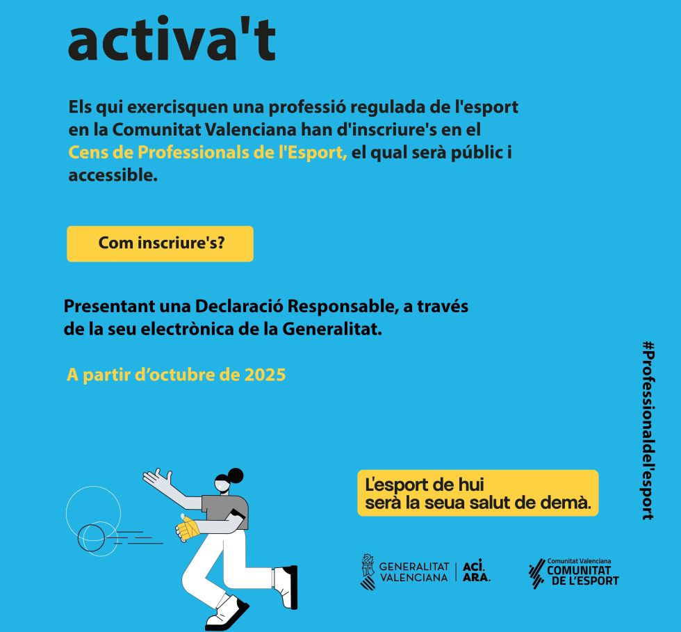 La Generalitat activa el Cens de Professionals de lEsport i lActivitat Física
