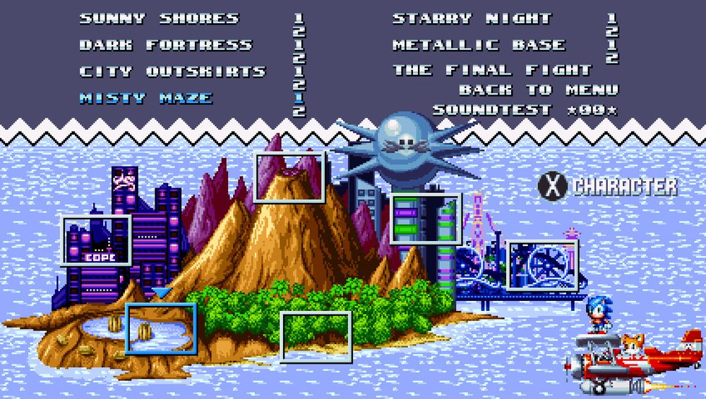 Megamix Mania Classic Mode Level Select screen