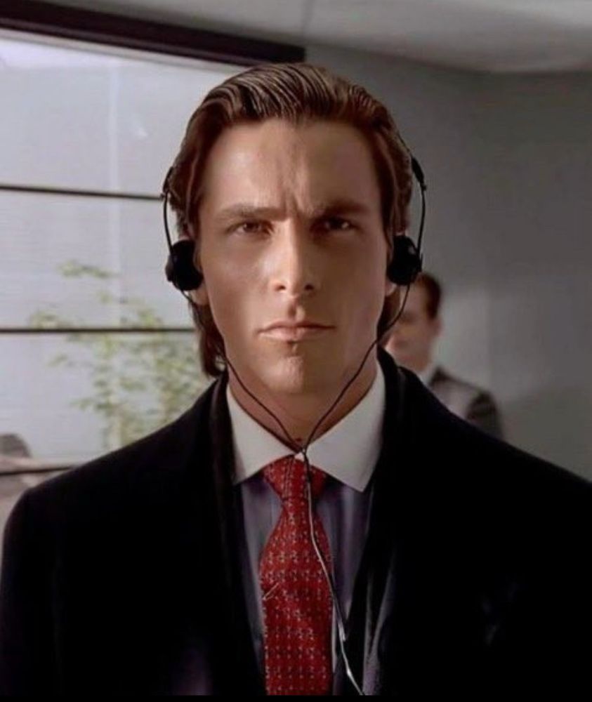 Patrick Bateman listening to his Sony Walkman