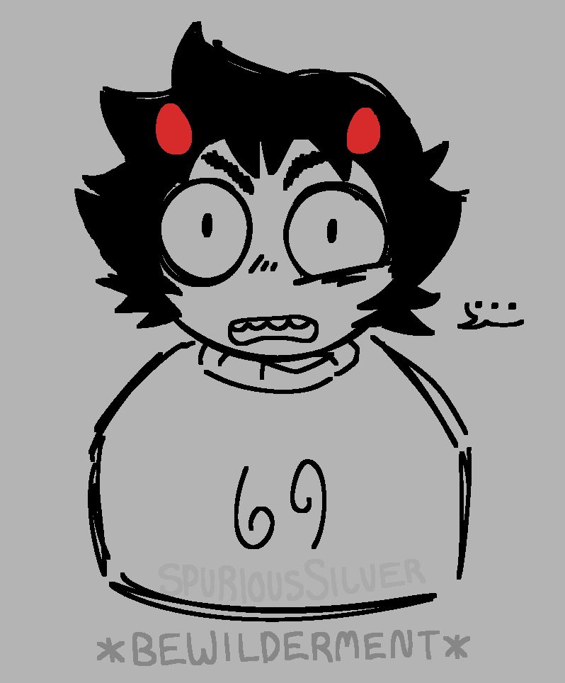 A sketch of Karkat staring with bewilderment