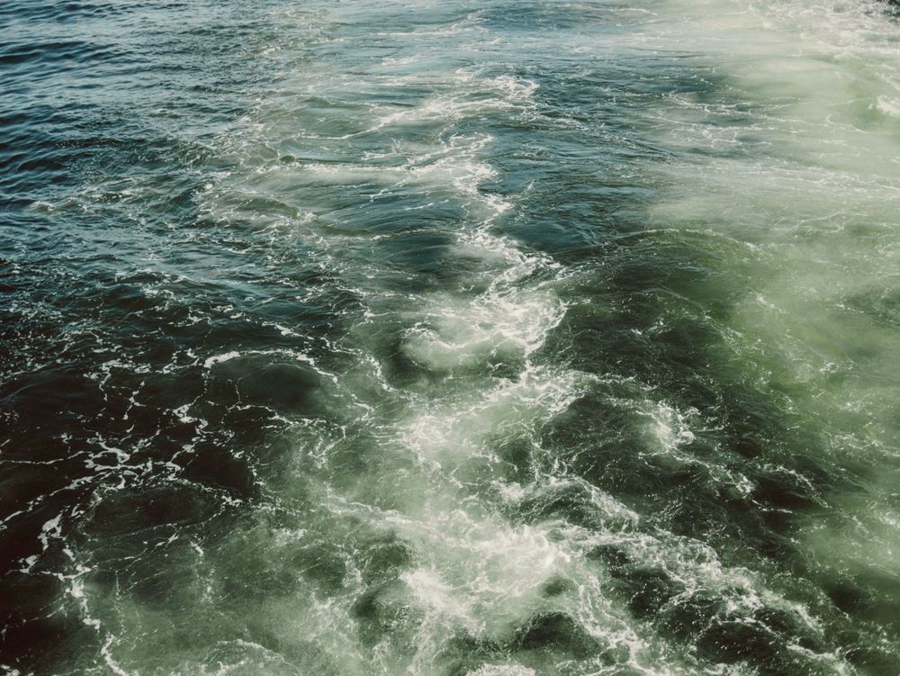 Green water in the HRM harbor, all colours of glass and foaming green, lime and pear and seafoam, sage and emerald, moss and forest and hunter. The surface swirling with layers of motion. 