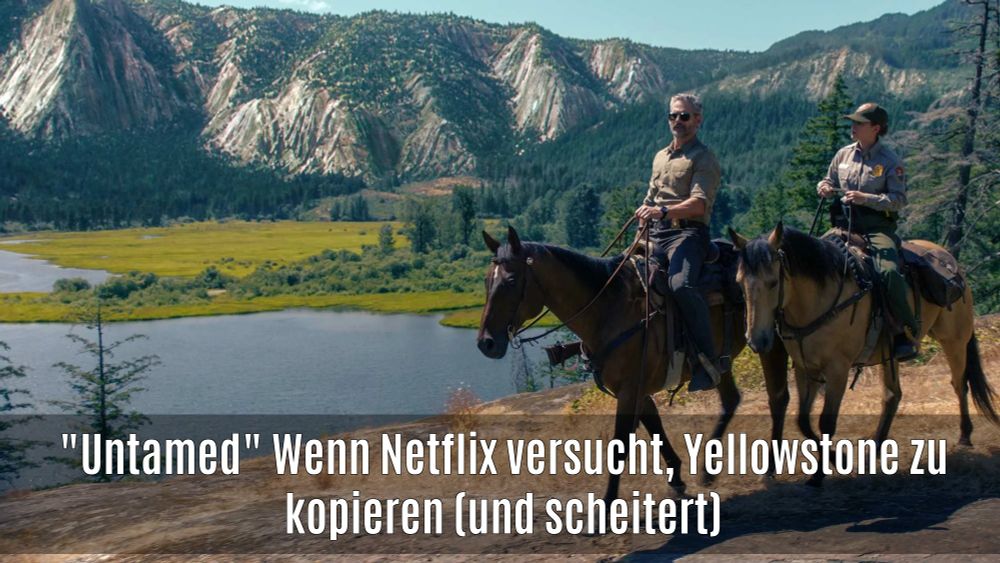 Eric Bana als Agent Kyle Turner und Lily Santiago als Rangerin Naya Vasquez reiten in Untamed in einem Nationalpark