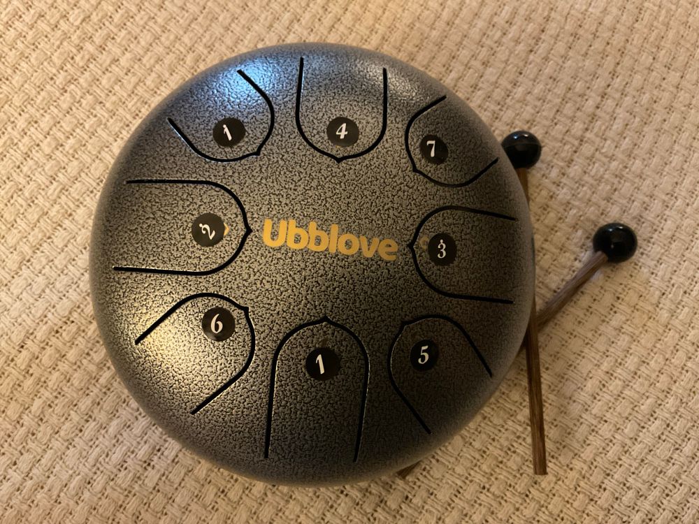8 note steel tongue drum with mallets