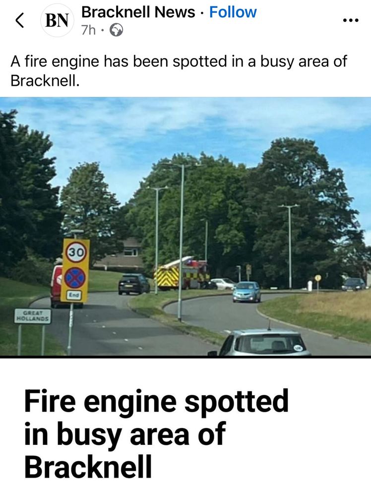 Bracknell News: 

Fire engine spotted in busy area of Bracknell

Image shows a fire engine in the middle distance, in Bracknell. 