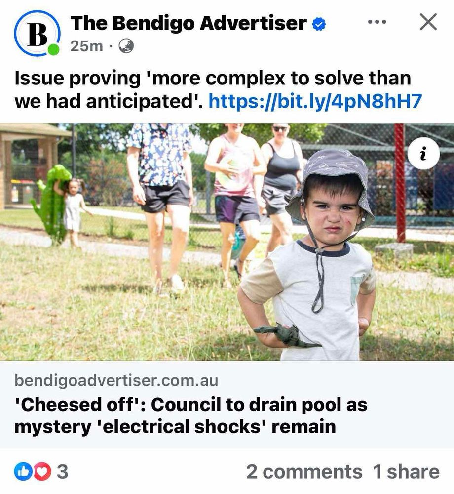 
bendigoadvertiser.com.au
'Cheesed off': Council to drain pool as mystery 'electrical shocks' remain

Picture shows an annoyed toddler. 
