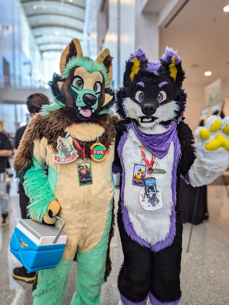 Ruvi the Creme de Menthe Fox and Blazi the Wolf