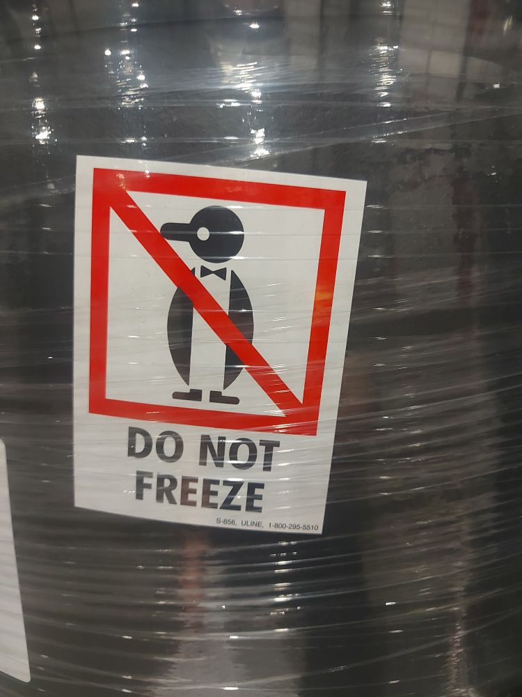 Picogram of a penguin wearing a bowtie. The penguin is inside a red square with a red slash going through it.

A caption below the box reads "Do not freeze" 