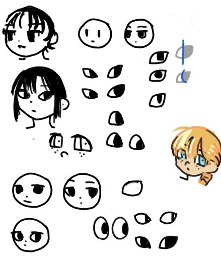 漫画風の目の描き方を練習した絵 #練習絵