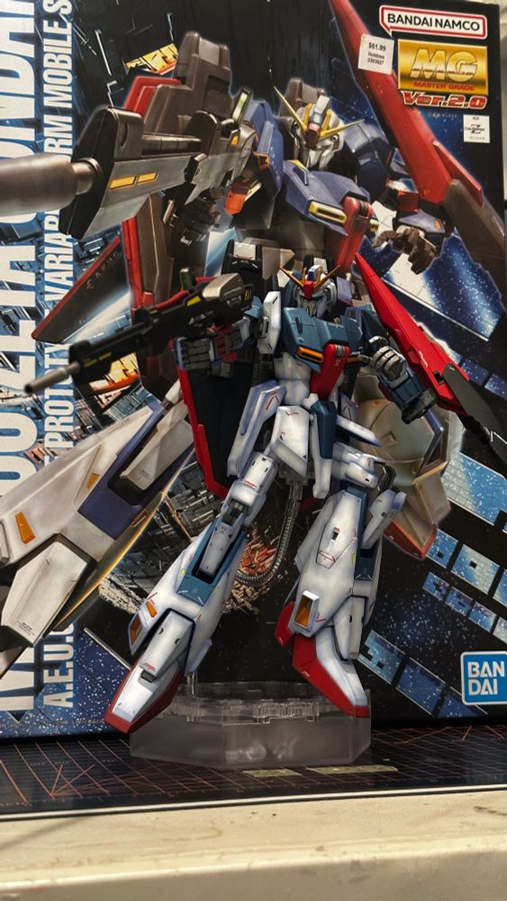 Zeta Gundam model with action pose depicted on box