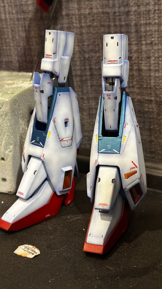 Zeta gundams legs up close 