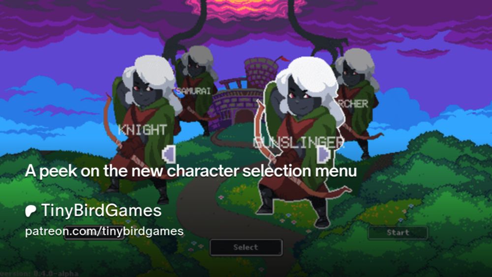 A peek on the new character selection menu | TinyBirdGames