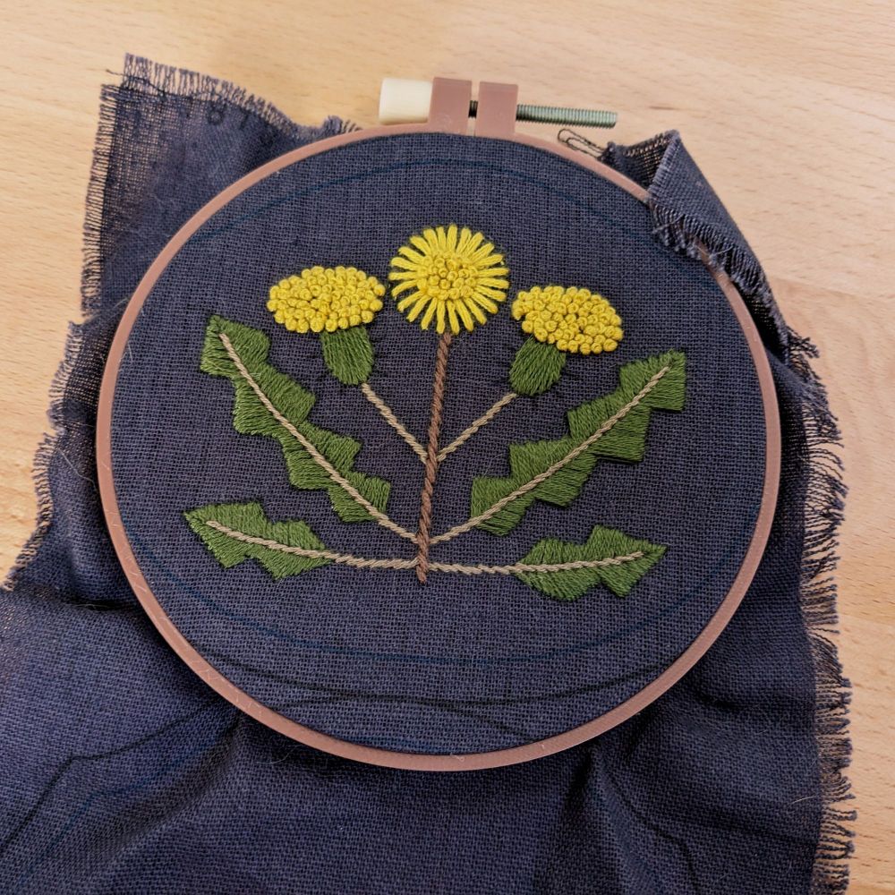 Embroidery of a dandelion 