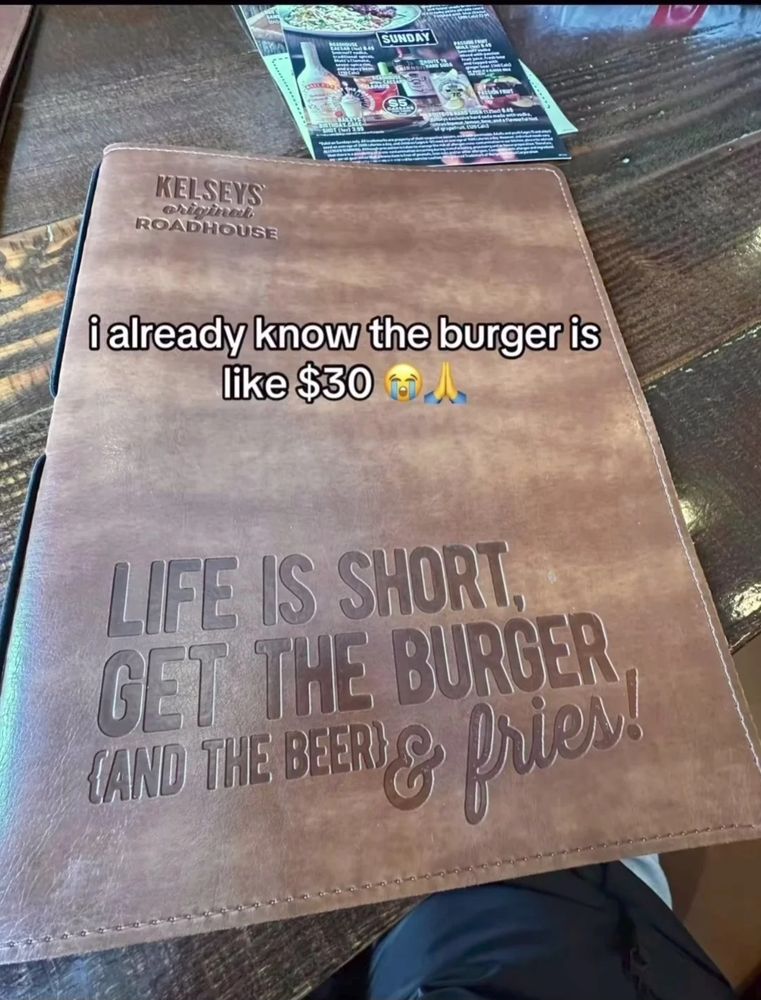 A menu with 