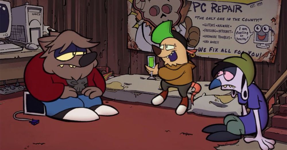 Guitarist Wade, lead singer and songwriter Rodney and stoner drummer Jay sit on the tattered carpet and an old mattress in Rodney’s parents’ basement, discussing their last brilliant move that got them absolutely nowhere in Jon Sherin’s Ratbasterdz.