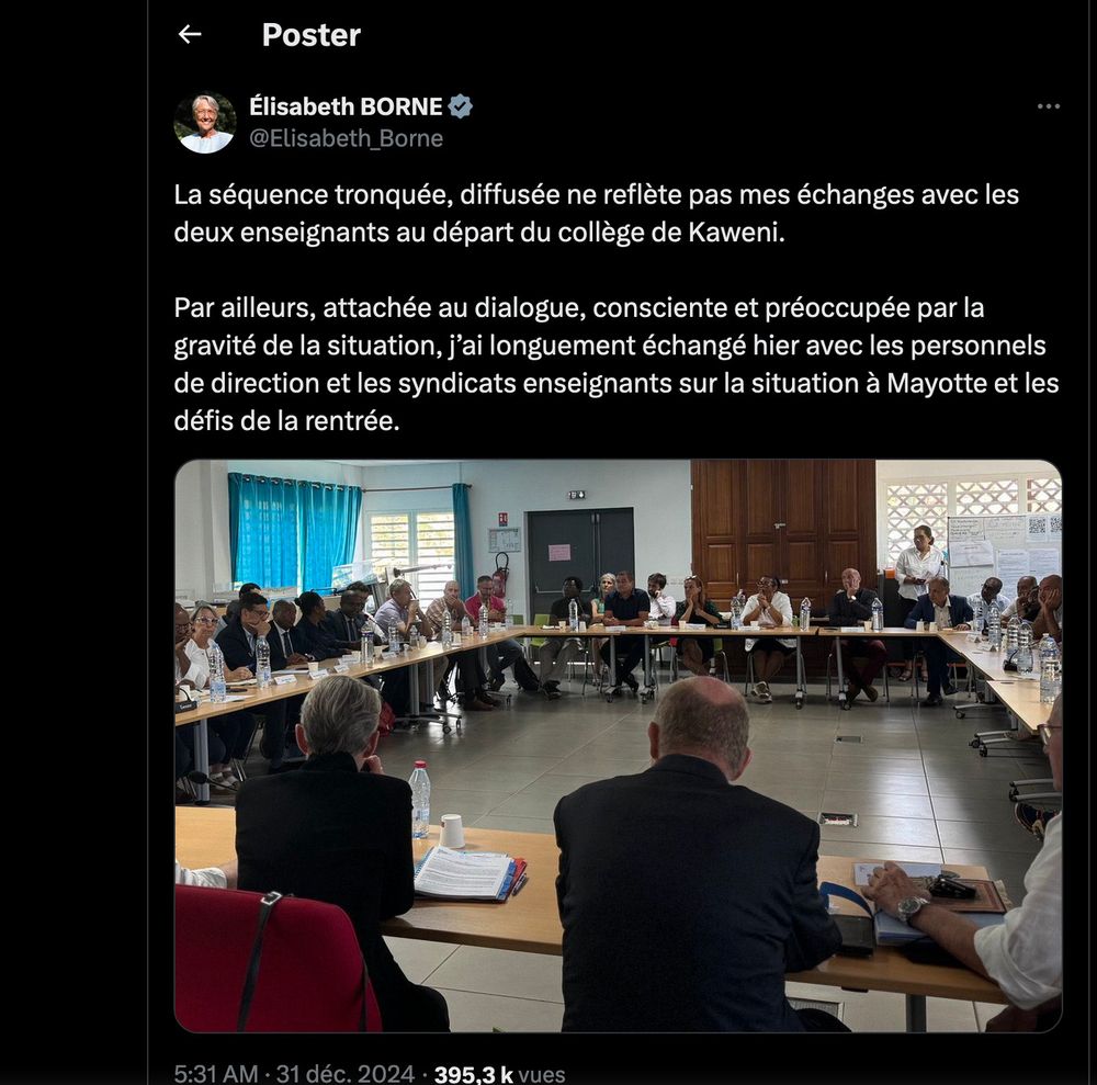 copie d'écran réponse E Borne sur X Mayotte