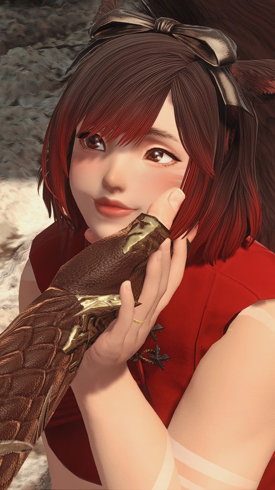 Faar smiling and looking at Aymeric with adoration as his hand is seen holding her face up and stroking her cheek with his thumb.
