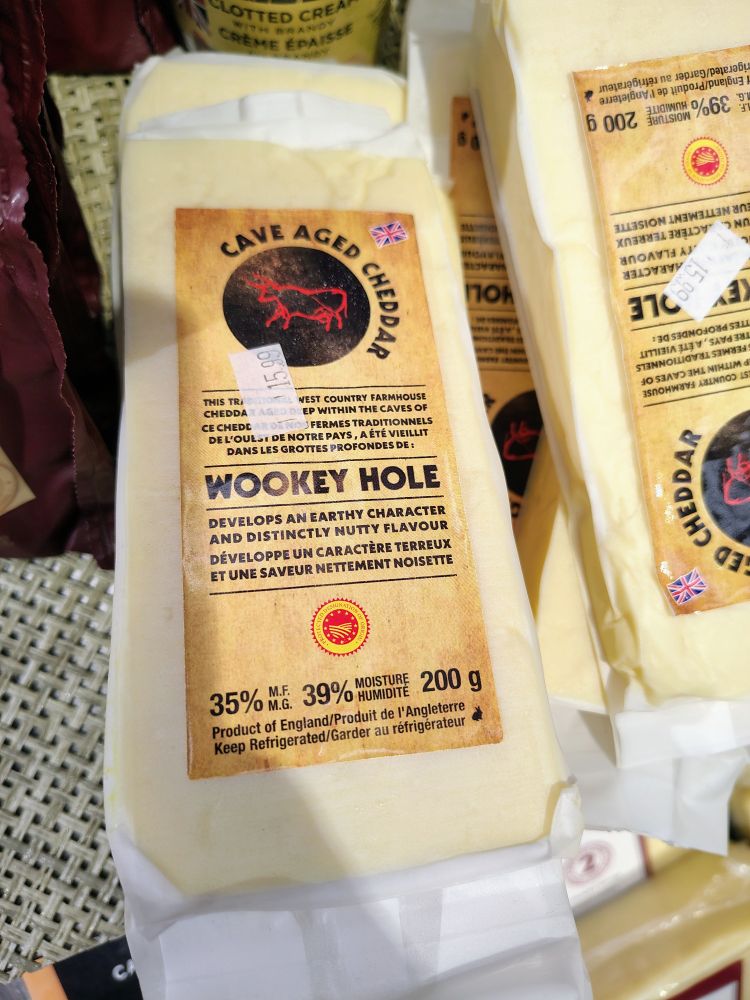 Picture of a package of cheese that says "Wookie Hole"