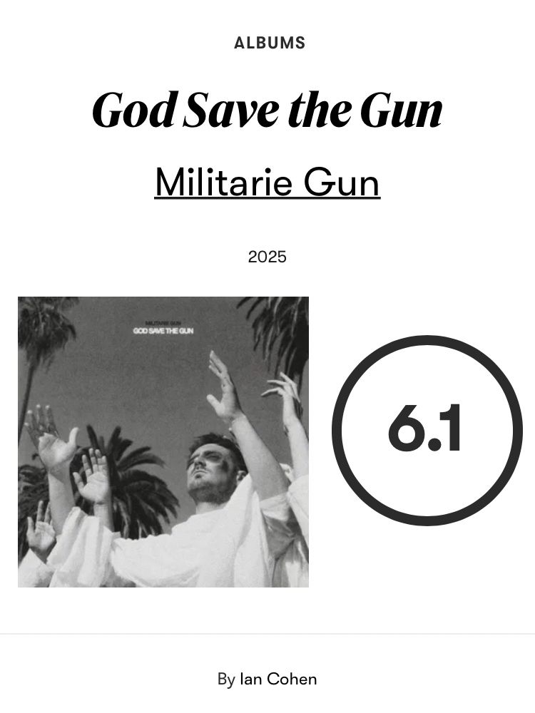 Pitchfork rating for the new Militarie Gun album: 6.1