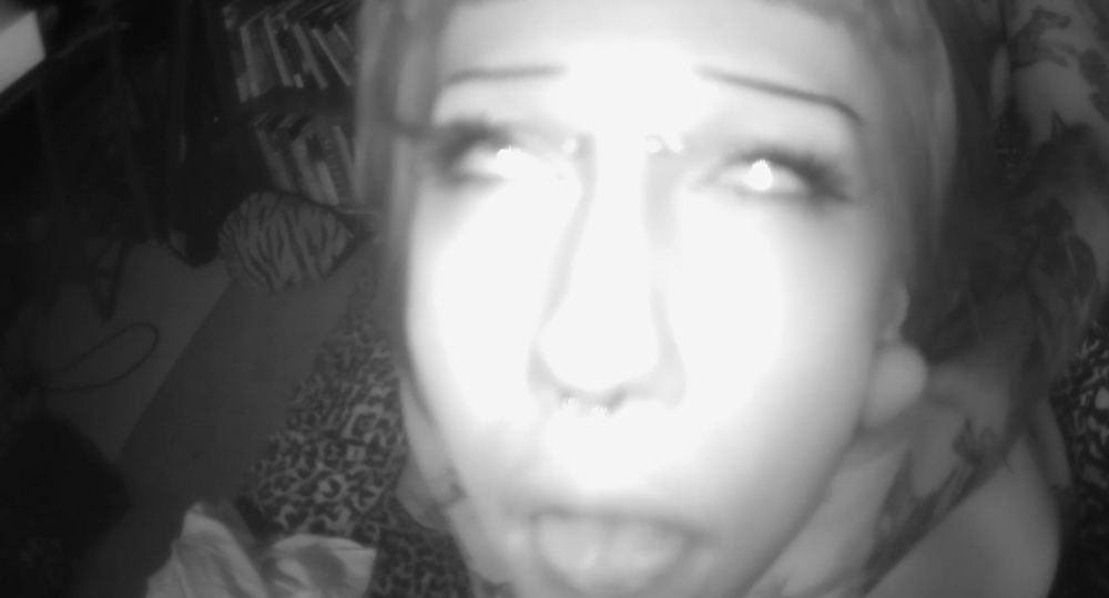 Pony on night vision with her eyes rolled back in her head, she is getting choked by Joey from behind her