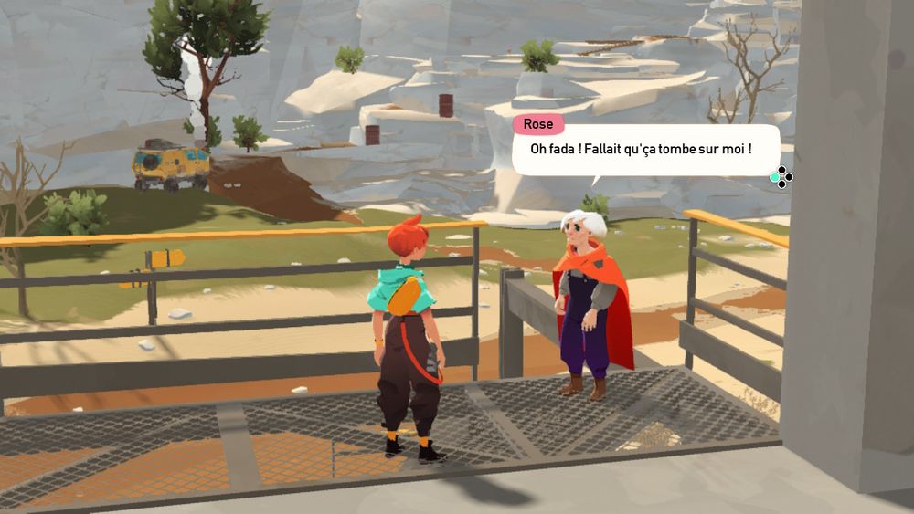 Près de sa maison, Rose dit à Sauge "Oh fada ! Fallait que ça tombe sur moi !"