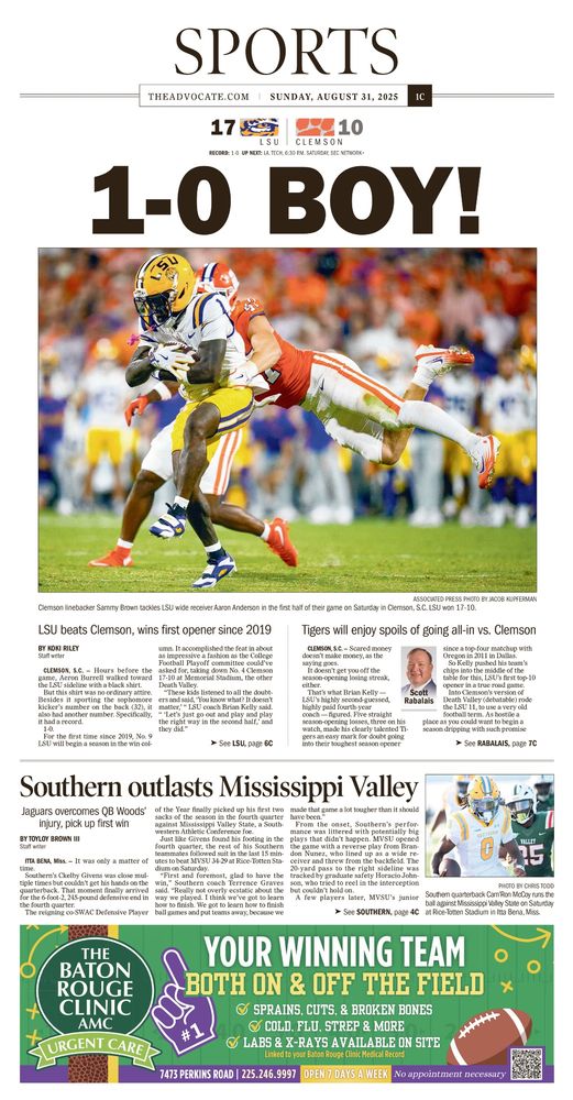 The Advocate sports cover 